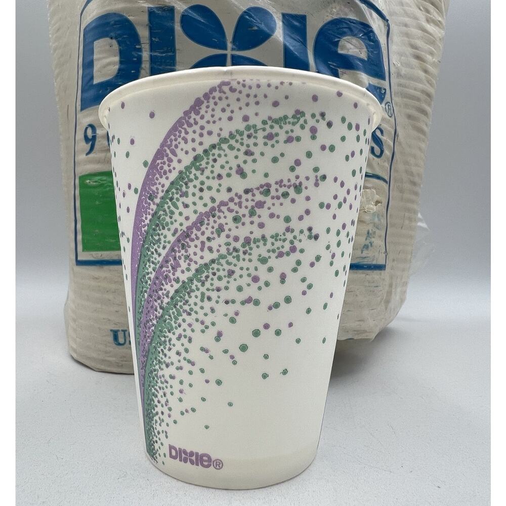 Vintage 1990s Dixie Cold Cups Drink 9 oz 150 Count Green Purple 1992